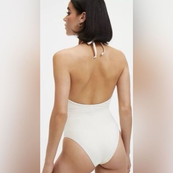 NWT Good American Plus Size Leilani Ivory One Piece Halter Swimsuit - Size 7/4XL - Picture 2 of 10